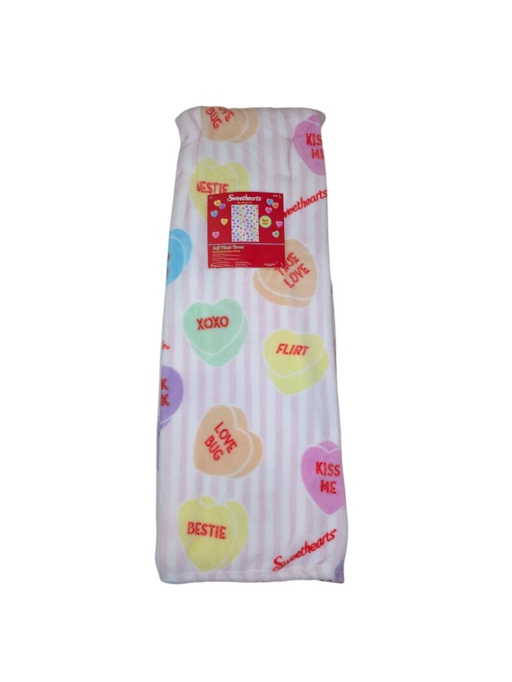 Sweethearts Soft Plush Throw Blanket 50"X70" Pastel Colors Valentines Day Heart